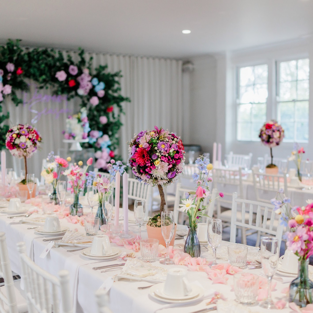 Corporate event flower display in Sydney with fresh orchids and lilies