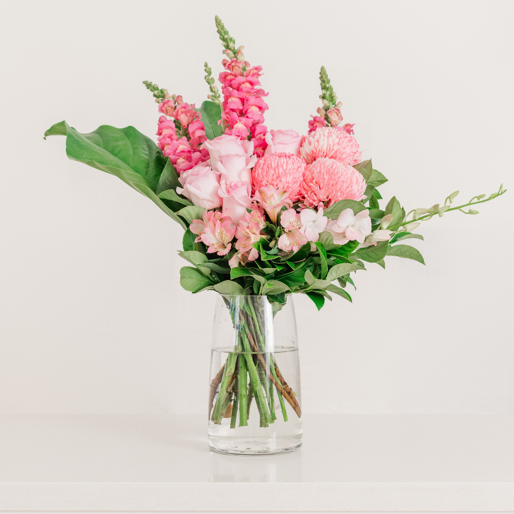 flower delivery sydney pink flowers in a vase arrangement